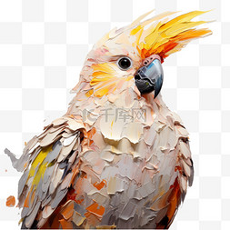 装饰画油画图片_油画鹦鹉风格动物可爱装饰画