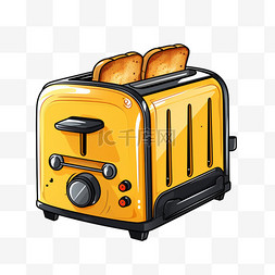 黄色面包机图片_扁平黄色家电常见面包机电器