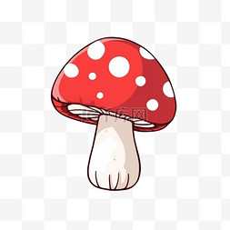 手绘红色的卡通蘑菇元素