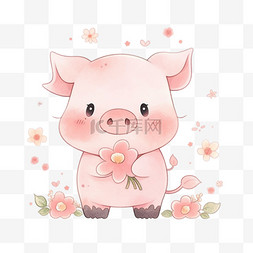 一朵小花卡通图片_卡通手绘可爱小猪元素