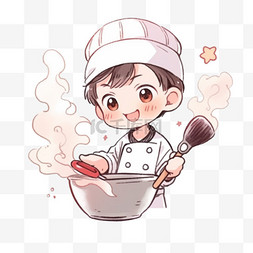 小男孩卡通厨师手绘元素