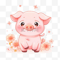 可爱小猪手绘元素卡通