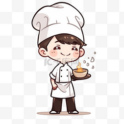 可爱厨师男孩元素手绘卡通