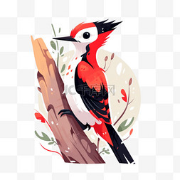 啄木鸟背景图片_啄木鸟手绘卡通元素