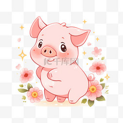 可爱小猪背景图片_卡通开心小猪手绘元素