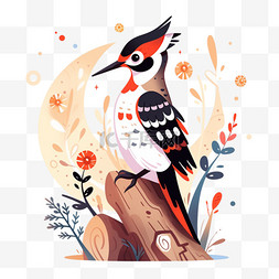 啄木鸟背景图片_卡通可爱啄木鸟手绘元素