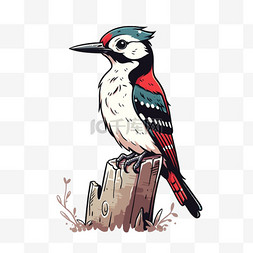 啄木鸟背景图片_卡通手绘可爱啄木鸟元素