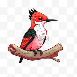 啄木鸟手绘元素卡通
