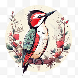 啄木鸟背景图片_元素啄木鸟卡通手绘