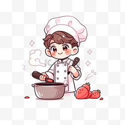 手绘小男孩厨师元素卡通
