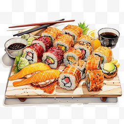 马克笔日式寿司美观风格食物美食