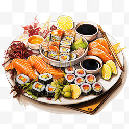日式寿司美观马克笔风格食物美食