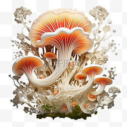 立体褶皱图片_白色蘑菇伞菇橘色褶皱AI元素立体