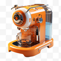 咖啡机器图案图片_黄色咖啡机AI元素立体免扣图案