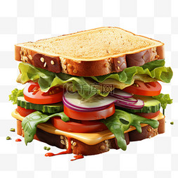 三明治全麦蔬菜3d起司元素立体免