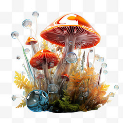 蘑菇黄色毒蘑菇AI元素立体免扣图