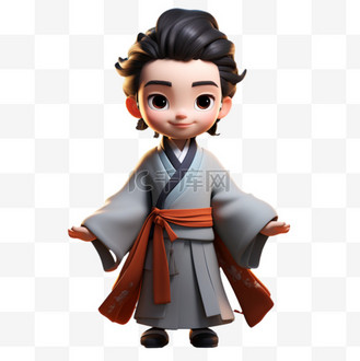 中国汉服小男孩ai元素立体免扣图案