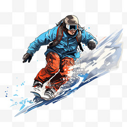 马克笔滑雪风格运动员亚运会运动