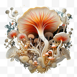 蘑菇伞图片_蘑菇白色伞菇AI元素立体免扣图案