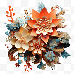 拼接的桌面图片_剪纸花朵拼接装饰质感元素立体免