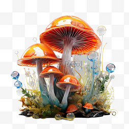 蘑菇光泽反光质感AI元素立体免扣