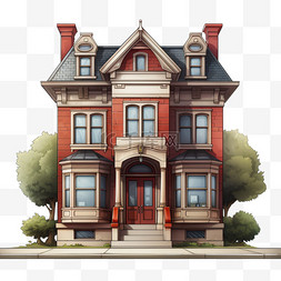 房子建筑图案图片_房子建筑红色方顶AI免扣素材写实