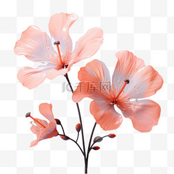 粉色花朵渲染质感AI元素立体免扣