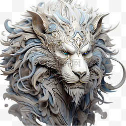 狮子宝石雕刻AI元素立体免扣图案