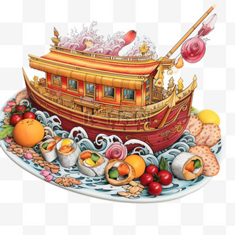 寿司美观马克笔风格食物美食精致诱人