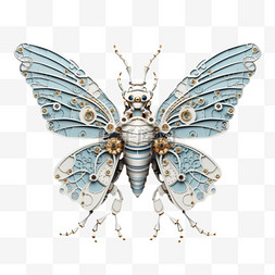 蝴蝶昆虫机械质感AI元素立体免扣