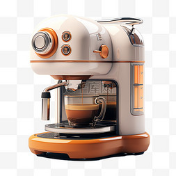 机器小标图片_白色现代咖啡机AI元素立体免扣图