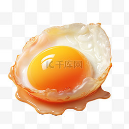 香菇煎蛋图片_荷包蛋煎蛋流心AI元素立体免扣图