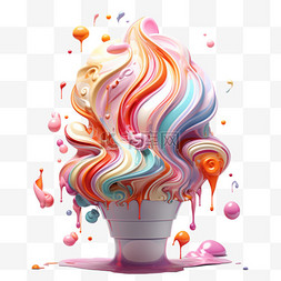 冰淇淋彩色渲染质感AI元素立体免
