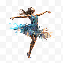 色彩线条装饰图片_舞蹈家舞者手绘色彩线条元素立体