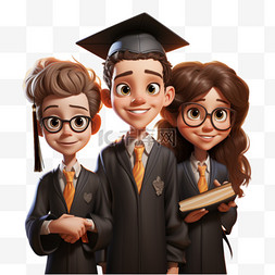 立体毕业图片_毕业的学生带眼镜微笑AI立体免扣