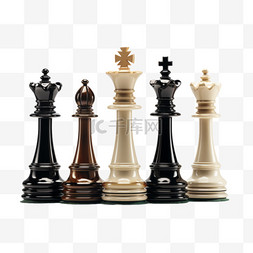 国际象棋黑棋子图片_黑白色西洋棋AI元素立体免扣图案