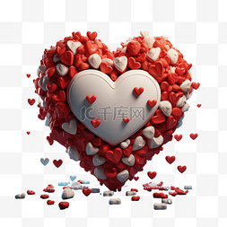 红心堆叠碎片爱心AI元素立体免扣