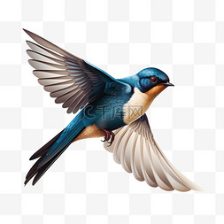 蓝色免扣装饰图片_飞翔的蓝色羽毛鸟AI元素立体免扣
