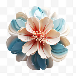 花朵层叠3d质感蓝色AI元素立体免