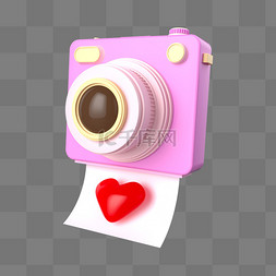 数码相机白图片_3D立体C4D装饰相机爱心