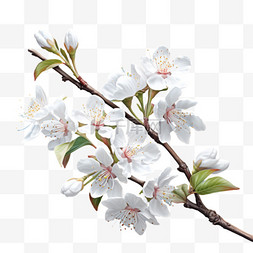 春天植物装饰图片_梨花白色春天花朵装饰免扣写实元