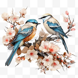中国画绘画图片_花鸟风景植物动物画AI元素立体免
