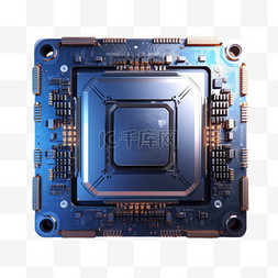 主板图片_芯片主板蓝色科技AI元素立体免扣