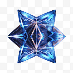 多角形蓝色透明几何免扣素材立体