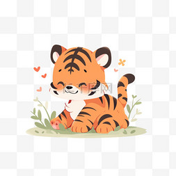 小老虎背景图片_手绘可爱的小老虎卡通元素