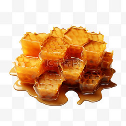 蜂巢块蜂蜜堆叠AI立体素材效果元