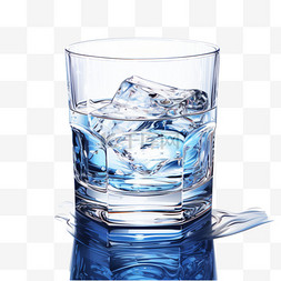 冰块杯水图片_水杯玻璃杯冰块凉水AI立体素材效