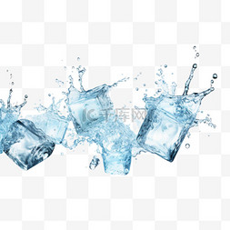 液体插图图片_空白背景矢量插图上带有水花的冰