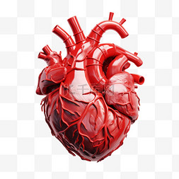 红色心脏血管医疗模型元素立体免