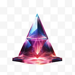 三角形几何物体紫色免扣素材立体